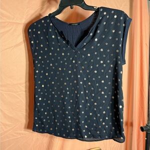 Papermoon Navy Blue Top with Silver Polka Dots
